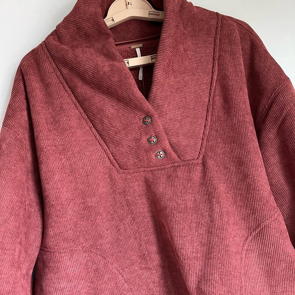 Free People Mia Henley Marsala Heavy Sweatshirt Sz XS Oversized Outdoors NWT - Picture 8 of 16